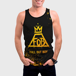 Майка-безрукавка мужская Fall Out Boy - gold gradient, цвет: 3D-черный — фото 2