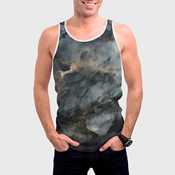 Майка-безрукавка мужская Темно-серый мрамор, цвет: 3D-белый — фото 2