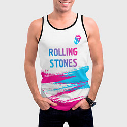 Майка-безрукавка мужская Rolling Stones neon gradient style посередине, цвет: 3D-черный — фото 2