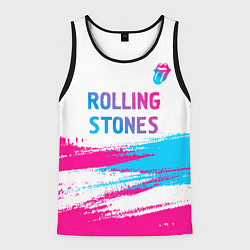 Мужская майка без рукавов Rolling Stones neon gradient style посередине