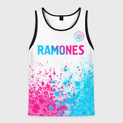 Мужская майка без рукавов Ramones neon gradient style посередине