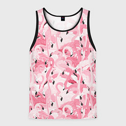Майка-безрукавка мужская Стая розовых фламинго, цвет: 3D-черный