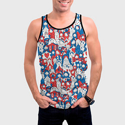 Майка-безрукавка мужская Русские матрешки, цвет: 3D-черный — фото 2