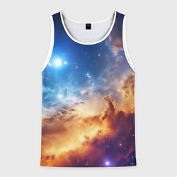 Мужская майка без рукавов Оранжевая небула космос