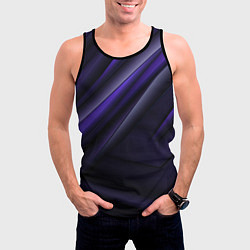 Майка-безрукавка мужская Черный фиолетовый фон с абстракцией, цвет: 3D-черный — фото 2