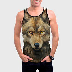 Майка-безрукавка мужская Волк в стиле диаграмм Давинчи, цвет: 3D-черный — фото 2
