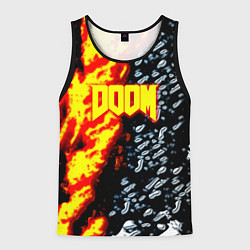 Майка-безрукавка мужская Doom огненное лого, цвет: 3D-черный
