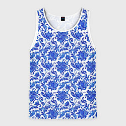Майка-безрукавка мужская Гжель классика, цвет: 3D-белый