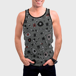 Майка-безрукавка мужская Серый цвет: глазики-косоглазики, цвет: 3D-черный — фото 2