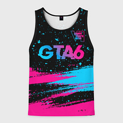 Майка-безрукавка мужская GTA6 - neon gradient посередине, цвет: 3D-черный