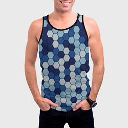 Майка-безрукавка мужская Камуфляж гексагон синий, цвет: 3D-черный — фото 2
