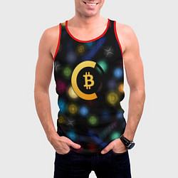 Майка-безрукавка мужская Bitcoin logo criptomoney, цвет: 3D-красный — фото 2