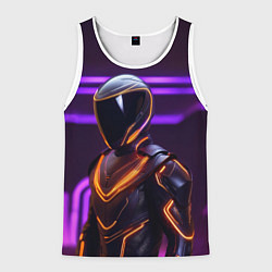 Майка-безрукавка мужская Неоновый футуристичный гонщик, цвет: 3D-белый