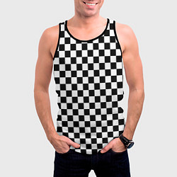 Майка-безрукавка мужская Шахматное поле чёрно-белый, цвет: 3D-черный — фото 2