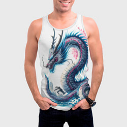 Майка-безрукавка мужская Японский акварельный дракон - ирезуми, цвет: 3D-белый — фото 2