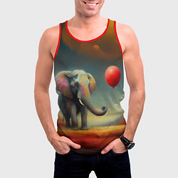 Майка-безрукавка мужская Грустный слон и красный шарик, цвет: 3D-красный — фото 2