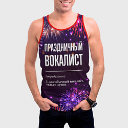Майка-безрукавка мужская Праздничный вокалист: фейерверк, цвет: 3D-красный — фото 2