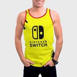 Майка-безрукавка мужская Nintendo switch краски на жёлтом, цвет: 3D-красный — фото 2