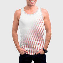 Майка-безрукавка мужская Красно-белый соты, цвет: 3D-белый — фото 2