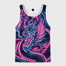 Майка-безрукавка мужская Neon Japanese dragon - irezumi, цвет: 3D-белый