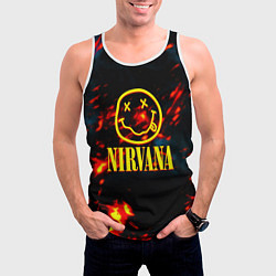 Майка-безрукавка мужская Nirvana rock огненное лого лава, цвет: 3D-белый — фото 2
