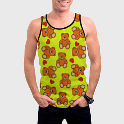 Майка-безрукавка мужская Плюшевые мишки и сердца на желтом фоне, цвет: 3D-черный — фото 2