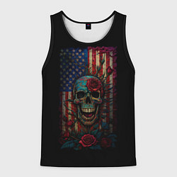 Майка-безрукавка мужская Skull - USA, цвет: 3D-черный
