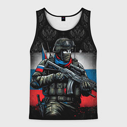 Майка-безрукавка мужская Русский солдат, цвет: 3D-черный