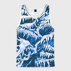 Мужская майка без рукавов Белые клыки на синем фоне