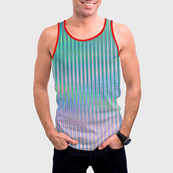 Майка-безрукавка мужская Голографический эффект светлых тонов полос, цвет: 3D-красный — фото 2