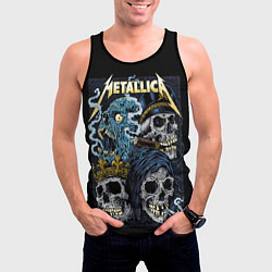 Майка-безрукавка мужская Metallica - skulls, цвет: 3D-черный — фото 2