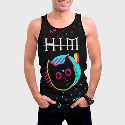 Майка-безрукавка мужская HIM - rock star cat, цвет: 3D-черный — фото 2