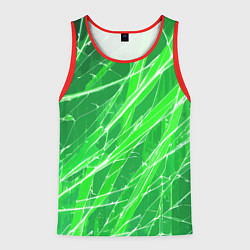 Мужская майка без рукавов Белые линии на зелёном фоне