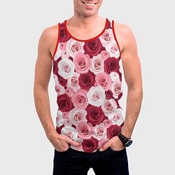Майка-безрукавка мужская Красные и розовые розы, цвет: 3D-красный — фото 2