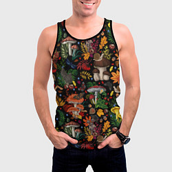Майка-безрукавка мужская Фон с лесными грибами, цвет: 3D-черный — фото 2