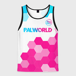 Мужская майка без рукавов Palworld neon gradient style посередине