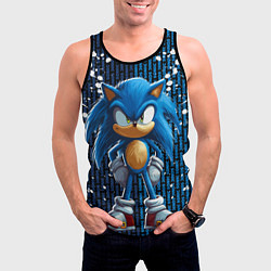 Майка-безрукавка мужская Sonic - splash and logo, цвет: 3D-черный — фото 2