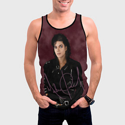 Майка-безрукавка мужская Michael Jackson на бордовом фоне, цвет: 3D-черный — фото 2