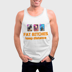 Майка-безрукавка мужская Fat bitches keep distance clash royale, цвет: 3D-белый — фото 2