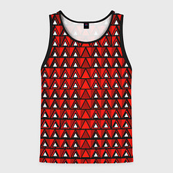 Майка-безрукавка мужская Узор из треугольников с чёрной обводкой красный, цвет: 3D-черный