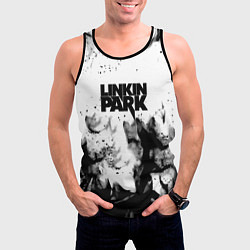 Майка-безрукавка мужская Linkin park огненный дым рок, цвет: 3D-черный — фото 2