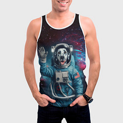 Майка-безрукавка мужская Далматинец бравый космонавт - нейросеть, цвет: 3D-белый — фото 2
