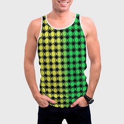 Майка-безрукавка мужская Зелёные восьмиугольники и чёрные ромбы, цвет: 3D-белый — фото 2