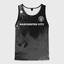 Майка-безрукавка мужская Manchester City sport на темном фоне посередине, цвет: 3D-черный