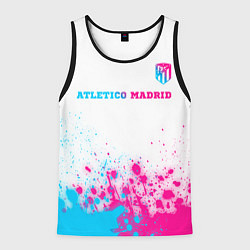 Мужская майка без рукавов Atletico Madrid neon gradient style посередине