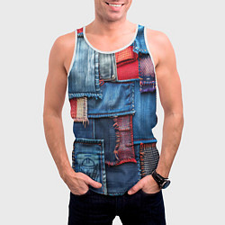 Майка-безрукавка мужская Джинсовая форма электрика, цвет: 3D-белый — фото 2