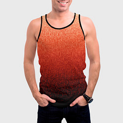 Майка-безрукавка мужская Полосатый градиент оранжево-красный в чёрный, цвет: 3D-черный — фото 2