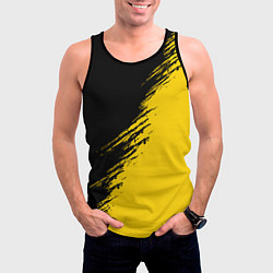 Майка-безрукавка мужская Черные штрихи на желтом фоне, цвет: 3D-черный — фото 2