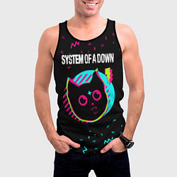 Майка-безрукавка мужская System of a Down - rock star cat, цвет: 3D-черный — фото 2