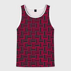 Мужская майка без рукавов Тёмный розовый клетка-полоски